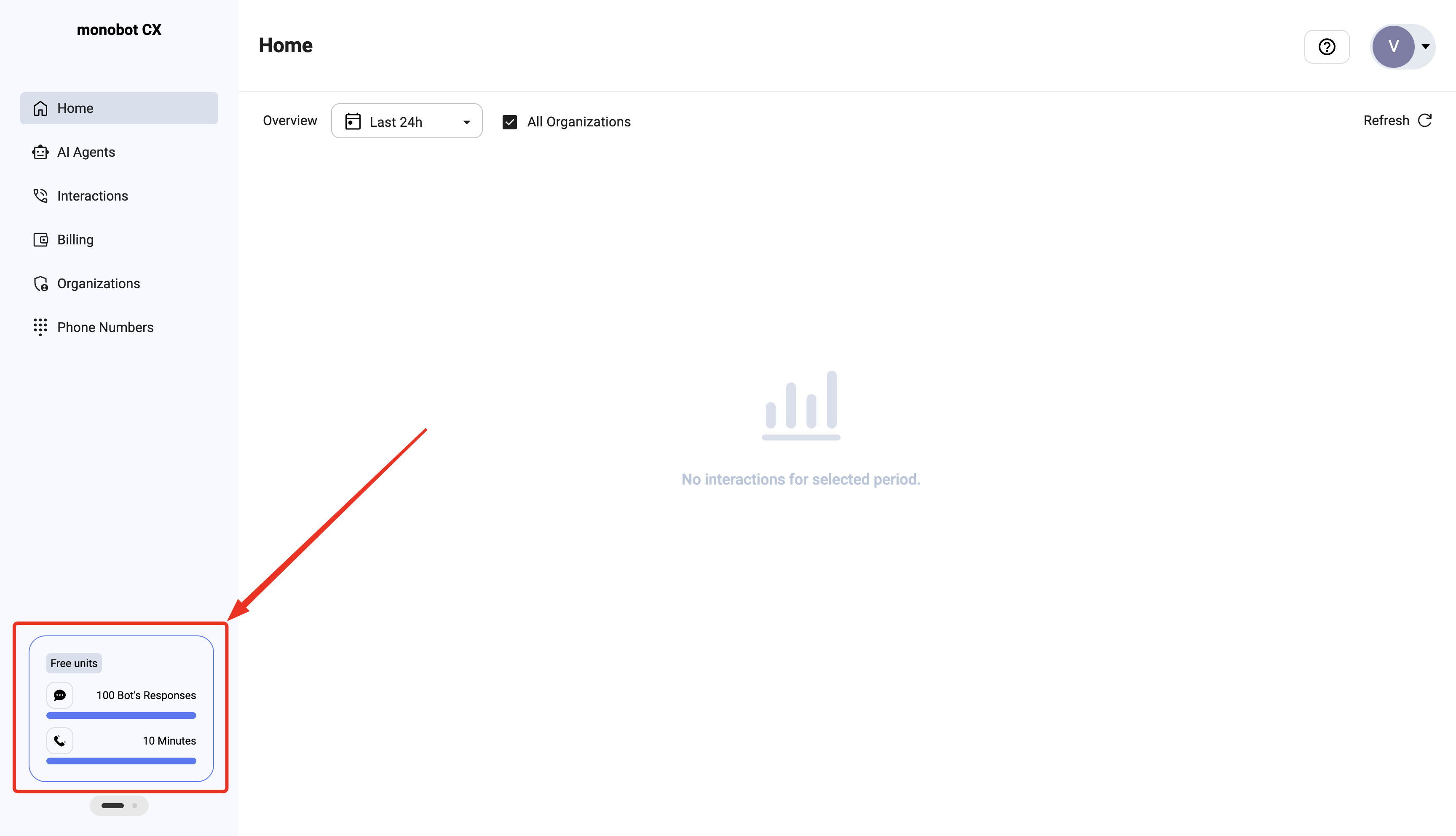 Free Units in Admin Panel