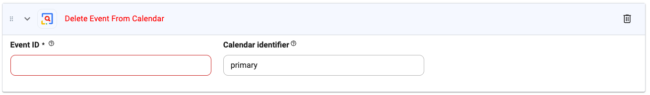 Google Calendar Delete Event UI