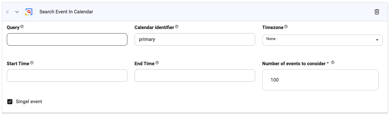 Google Calendar Search Event UI