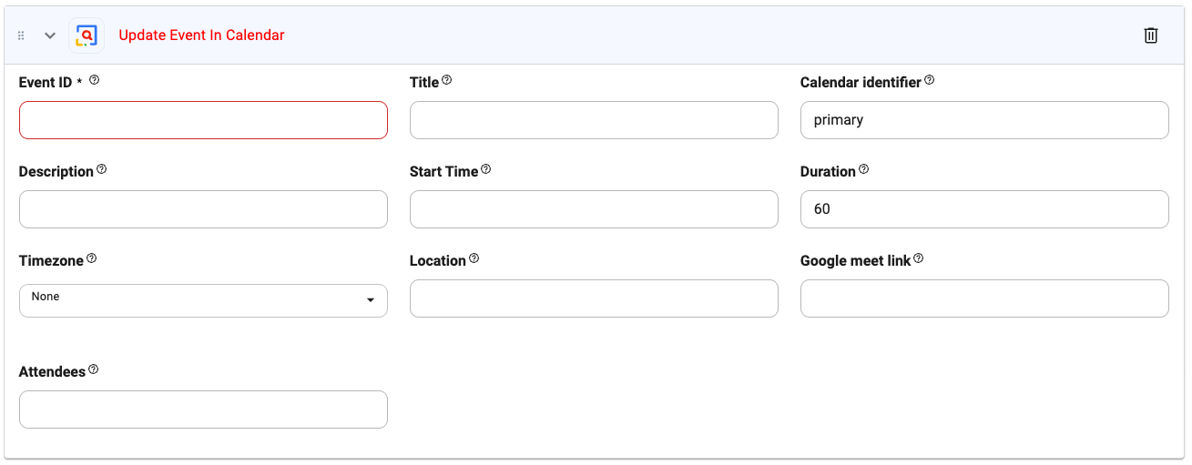 Google Calendar Update Event UI