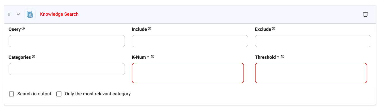Knowledge Search Action UI